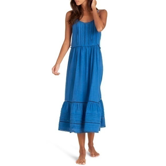 Veronica Beard Ayesha Blue Ruffle Sleeveless Midi Sundress Size Large New - Picture 1 of 9